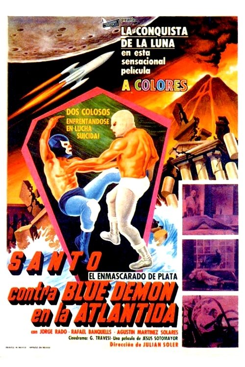 Póster de Santo contra Blue Demon en la Atlántida